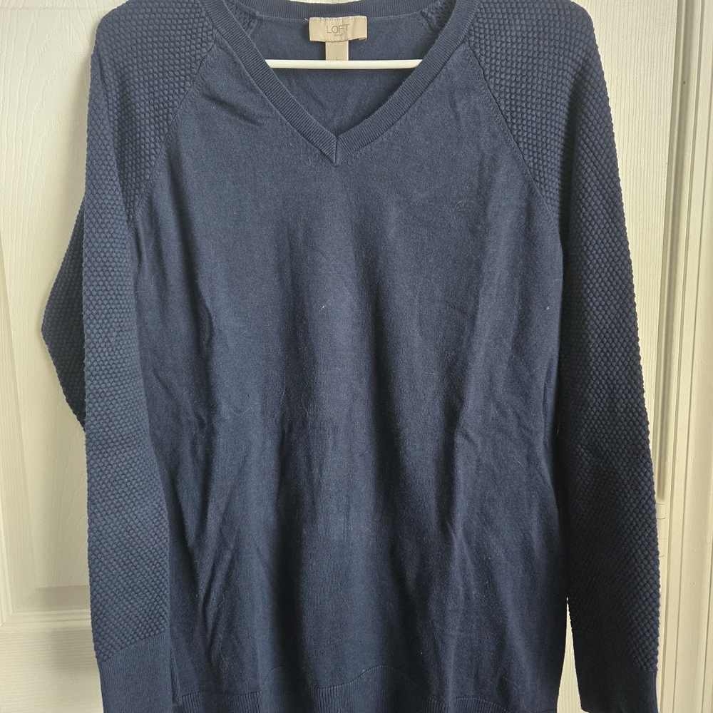 LOFT Navy Blue V-Neck Sweater